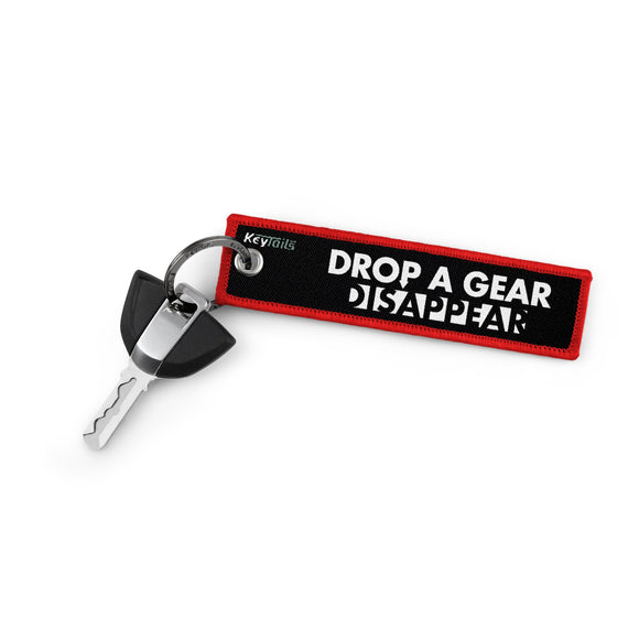 Drop A Gear And Disappear Keychain Key Tag - Red